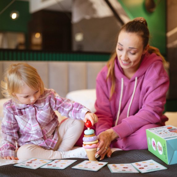 WOOPIE GREEN Medinis ledų kremo Montessori galvosūkis Iš gamyklų 12 dalių FSC