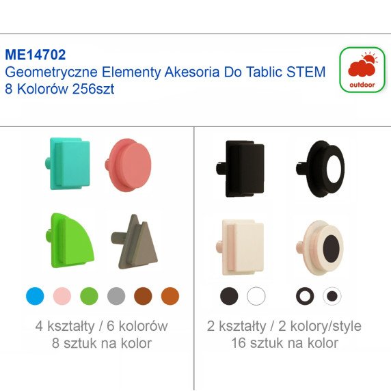 MASTERKIDZ Geometrinių figūrų kištukai STEAM lentoms (256 vnt.)