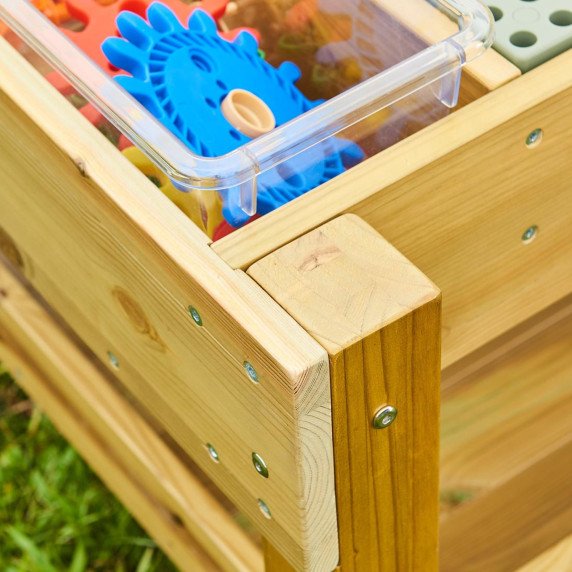 MASTERKIDZ Medinis lauko STEAM stalas + Krumpliaračių rinkinys (1200L, 121 x 99 x 60 cm.)