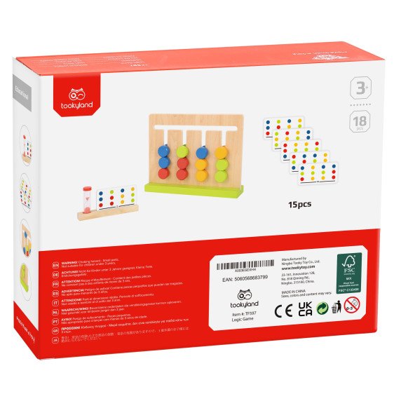 TOOKY TOY Loginė žaidimo laikas Puzzle Colors 30 Modeliai 18 vnt.