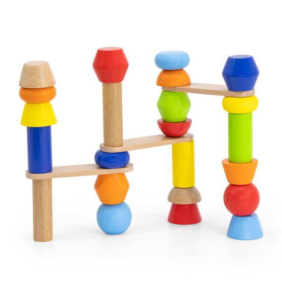 VIGA Mediniai geometriniai blokai 52 vnt.