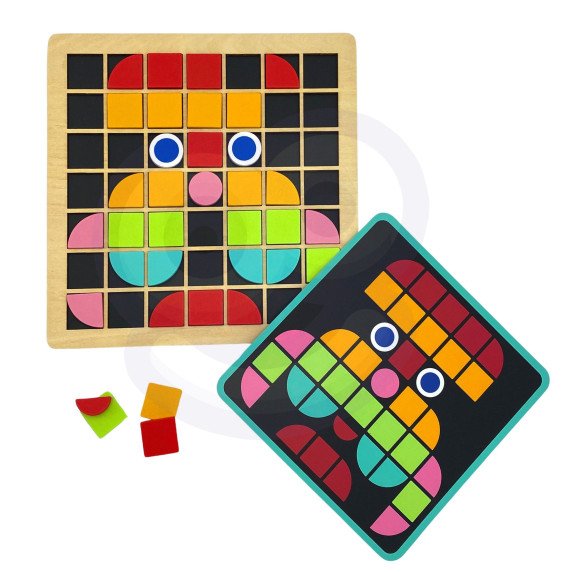 TOOKY TOY Medinis mozaikinis Montessori galvosūkis