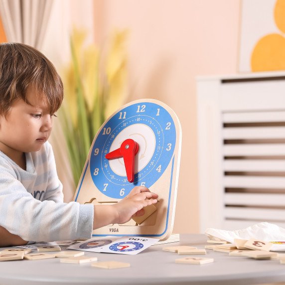 VIGA Medinis laikrodis Laiko mokymo laikrodis Montessori
