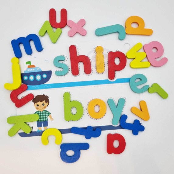 TOOKY TOY Montessori abėcėlinis galvosūkis, mokymasis raidžių, žodžių, gyvūnų, 57 vnt.