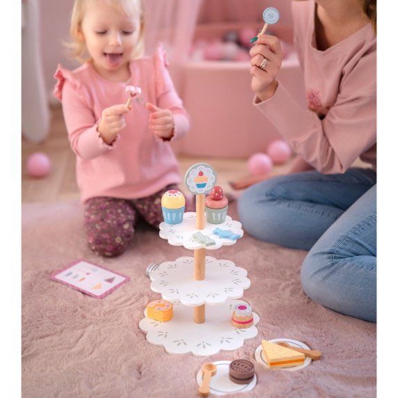 TOOKY TOY Saldainių lėkštė iš medžio stendo kupcakes pyragai