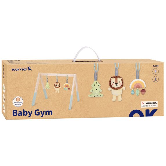 TOOKY TOY Kūdikio gimnastikos stovas su 3 minkštutėmis pakabučių