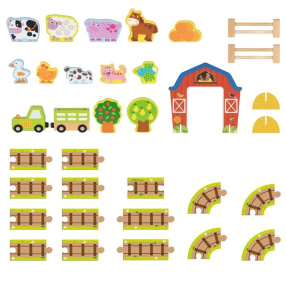 Medinis Ūkinis Ūkis TOOKY TOY Dėžutėje su Figūromis ir Transporto Priemonėmis