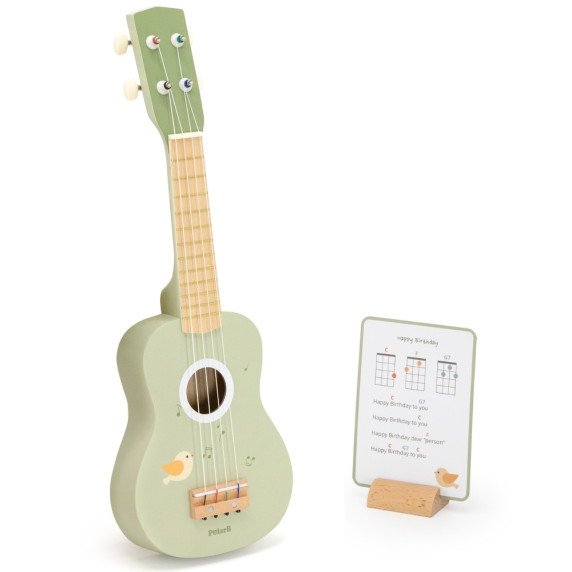 Viga Medinis Ukulelės Gitara vaikams Žalia su Muzikiniais Simboliais