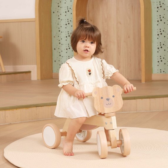 VIGA PolarB medinis riedulys Ruda Teddy Bear su minkštais ratais.