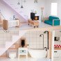 TOOKY TOY Didelis medinis lėlių namas + FSC figūrėlės