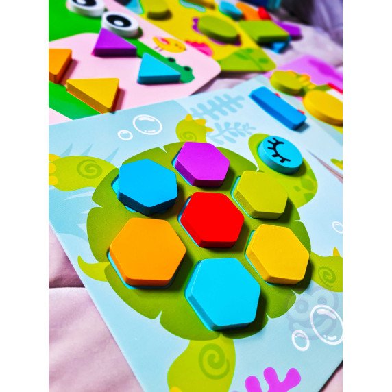 TOOKY TOY 4 in 1 Puzzle Montessori Blokų galvosūkiai