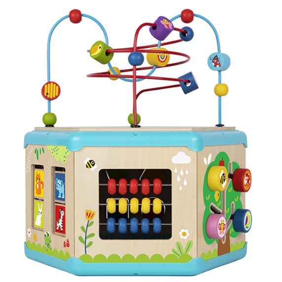 TOOKY TOY interaktyvi Medžio Montesorio šešiakampė atidarymo dėžutė