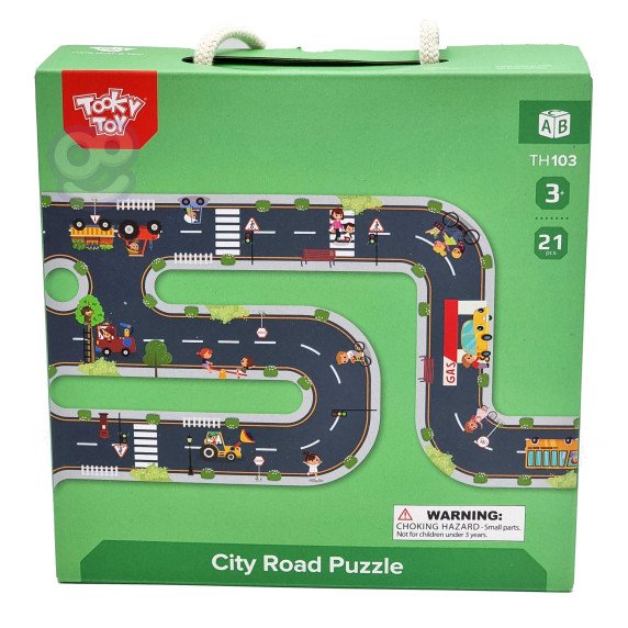 TOOKY TOY automobilių kelio galaktikos galvosūkiai + transporto priemonės automobiliai kelio ženklai
