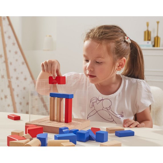 VIGA Mediniai statybiniai žaidimai 3D Montessori blokai