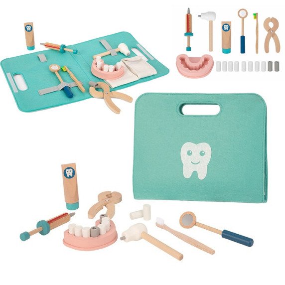 TOOKY TOY Mažas Dantų Gydytojo Rinkinys Gydytojo Lagaminas 19 vnt FSC