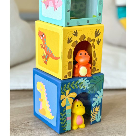 TOOKY TOY Mediniai blokai švietimo galvosūkis + 6 žaidimo figūros 12 vnt.