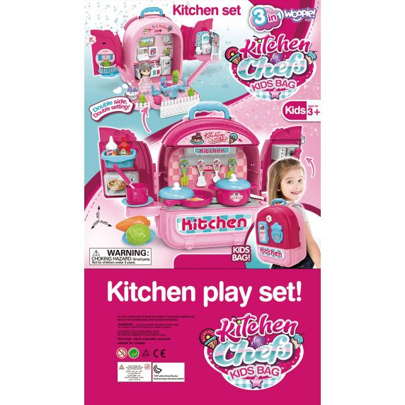 WOOPIE 3-in-1 Lėlių namai Nešiojama virtuvė kuprine