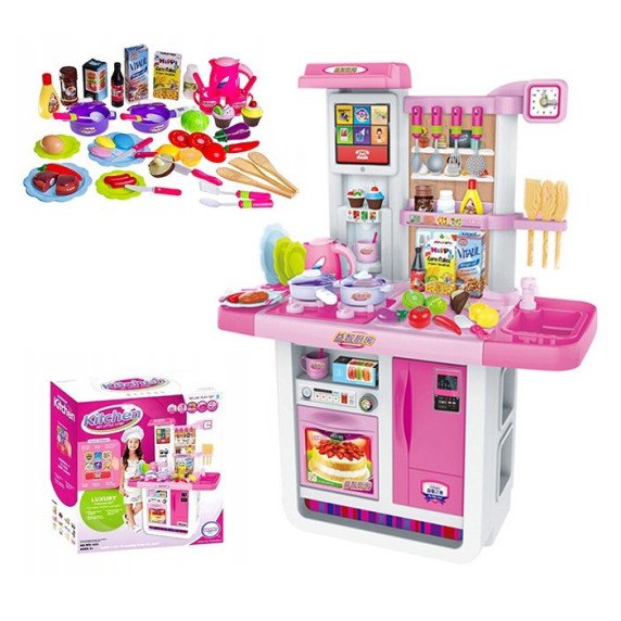 WOOPIE Kitchen MANO MAŽYNA VIRTUVĖ LIEČIAMASIS skydelis su garsu Vandens cirkuliacija Rožinė