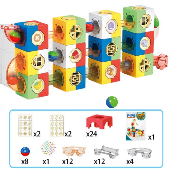 WOOPIE Marmuro trasa kamuoliui Rinkinys Trasa konstrukcijos Blokai 3D