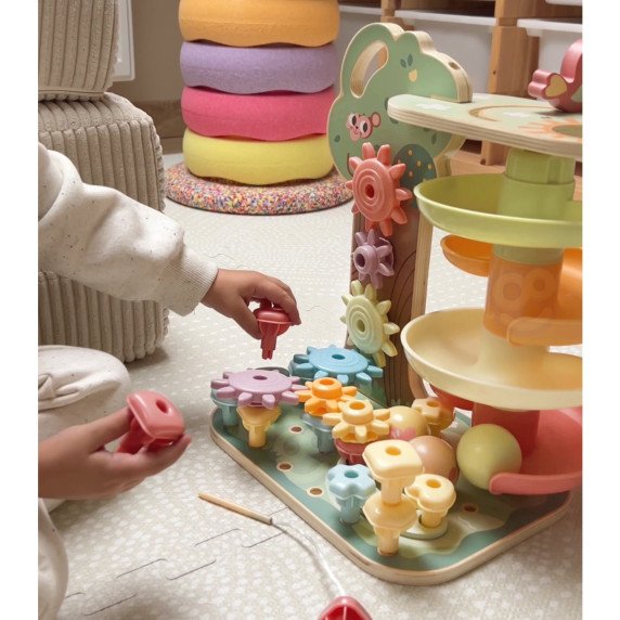 WOOPIE GREEN Montessori 4-in-1 kamuolių trasa veikla medis FSC