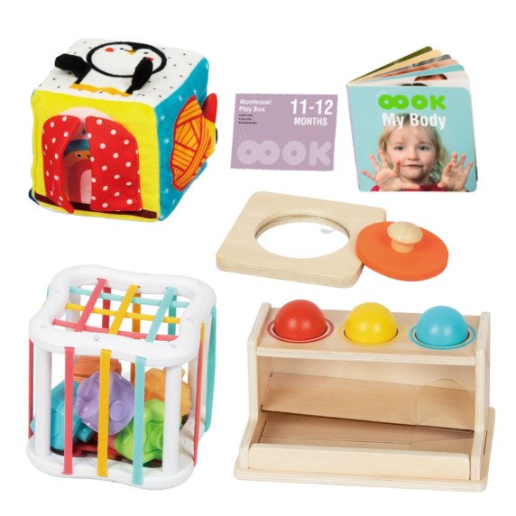 WOOPIE GREEN DĖŽUTĖ 5in1 Montessori Edukacinė 11-12M FSC
