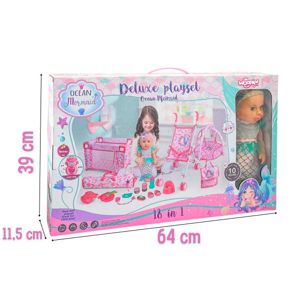 WOOPIE ROYAL Kūdikis lėlė 36 cm Žuvytė interaktyvus rinkinys XXL Auklėtojas 18 in 1