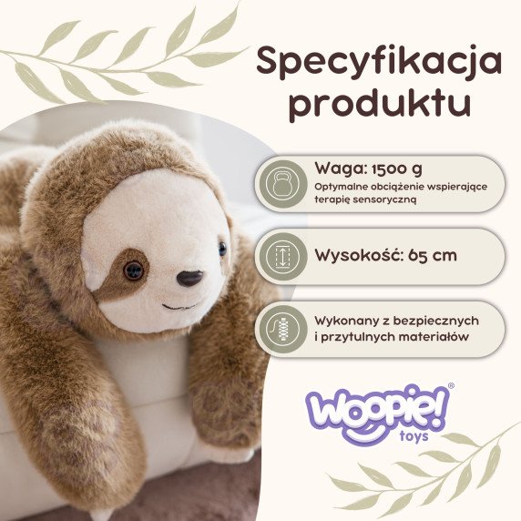 WOOPIE Minkštas Žaislas su Svorio Medžiaga Meškutis Fauluos Antistresinis Jutiminis Sunkus Meškute 65cm 1500g