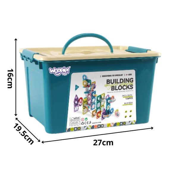 WOOPIE Magnetinės Konstrukcijų Blokėlių 3D Mokomasis Rinkinys Kambarių Traukinys 126 vnt.