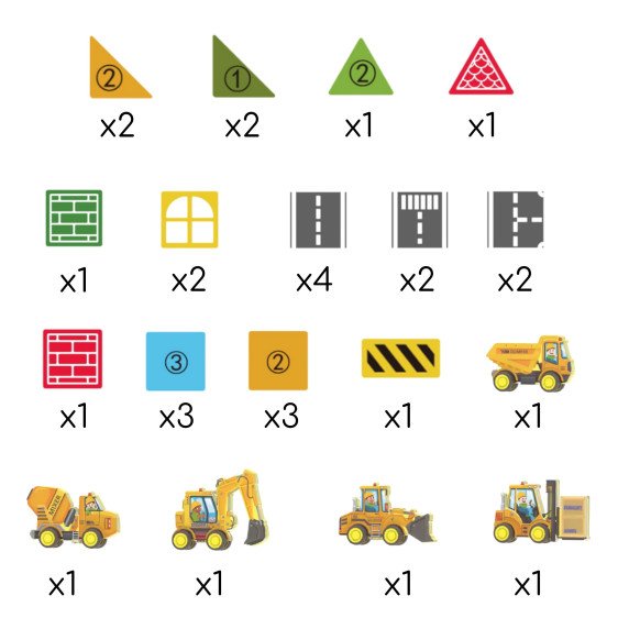 Woopie magnetinis statybinių blokų rinkinys su statybos transporto priemonėmis