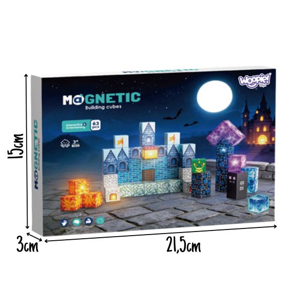 WOOPIE Magnetiniai Statybiniai Kubai Pixel Castle 64 vnt.