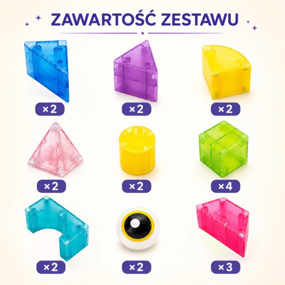 WOOPIE Magnetiniai Blokai 21 vnt. M Blokas Kūrybiškas Švietimas Dovana 3D