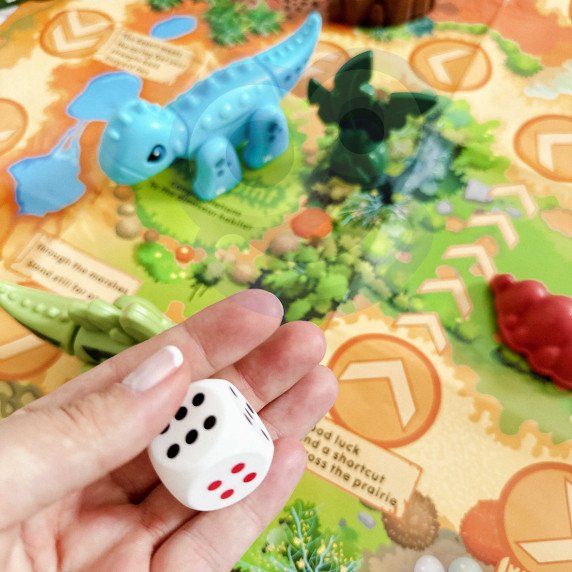 WOOPIE 2-in-1 Statybos rinkinys Dinosaurų stalo žaidimas + 46 kauliukai