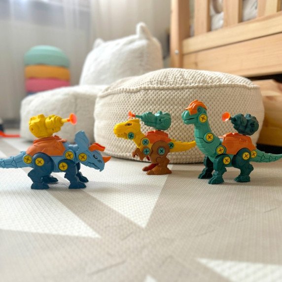 WOOPIE Dinozaurai sukti 3 dalimis konstrukcijos rinkinys dėžutėje + gręžtuvas ir atskaitiklis