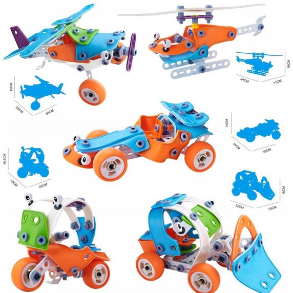 WOOPIE 5-in-1 STEM statybos blokai Transporto rinkinys