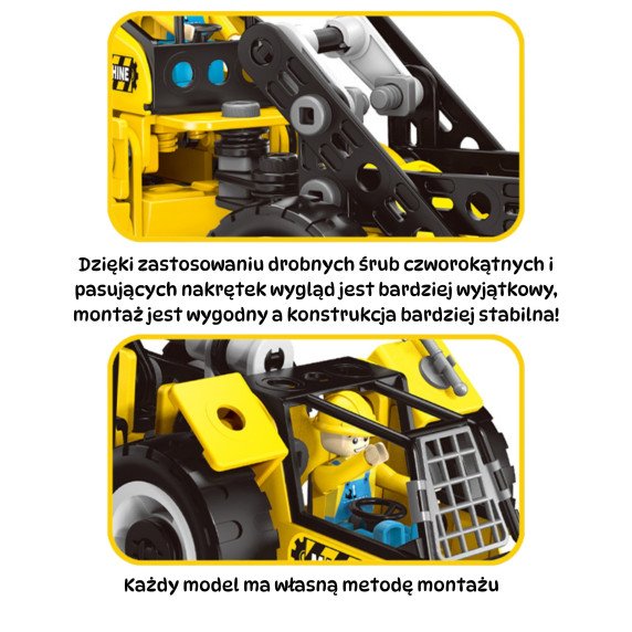 WOOPIE statybos rinkinys Statybos transporto priemonės STEAM 6in1 223 vnt.