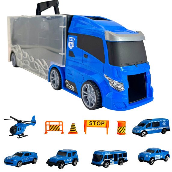 WOOPIE sunkvežimio transporterio rinkinys 3in1 mėlynas policija