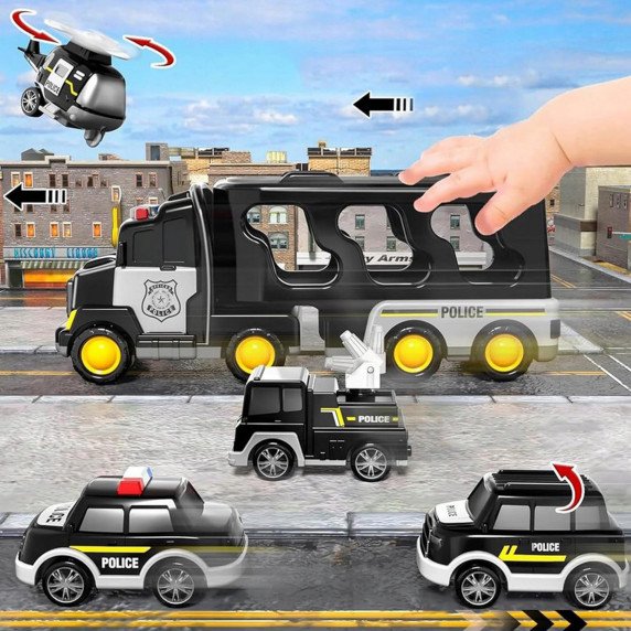 WOOPIE kelių remonto sunkvežimio rinkinys iš 5 automobilių - policija