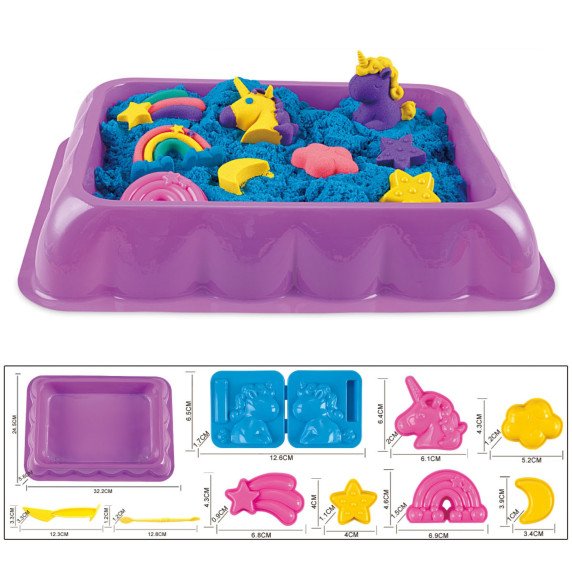 WOOPIE Kinetic Sand 0.6 kg Einorų stalas su formomis rinkinys