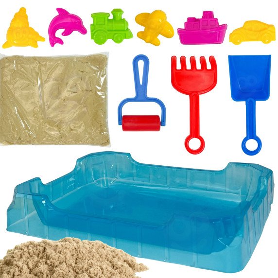 WOOPIE Kinetic Sand 0,5 kg stalo rinkinys su formomis