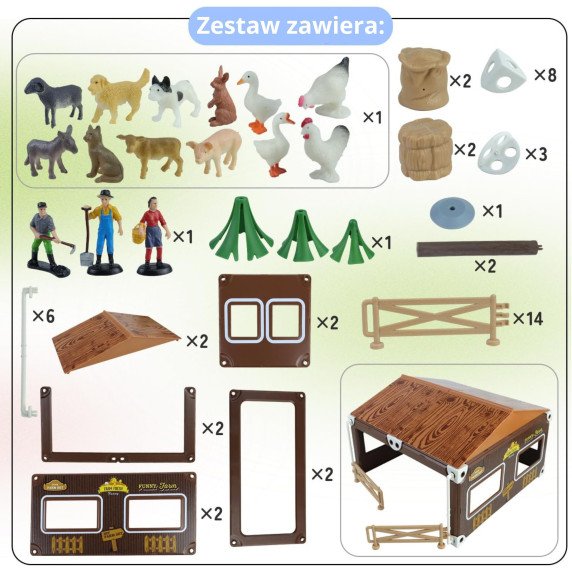 WOOPIE Mažasis Fermeris Ūkio Rinkinys + Gyvūnai ir Priedai