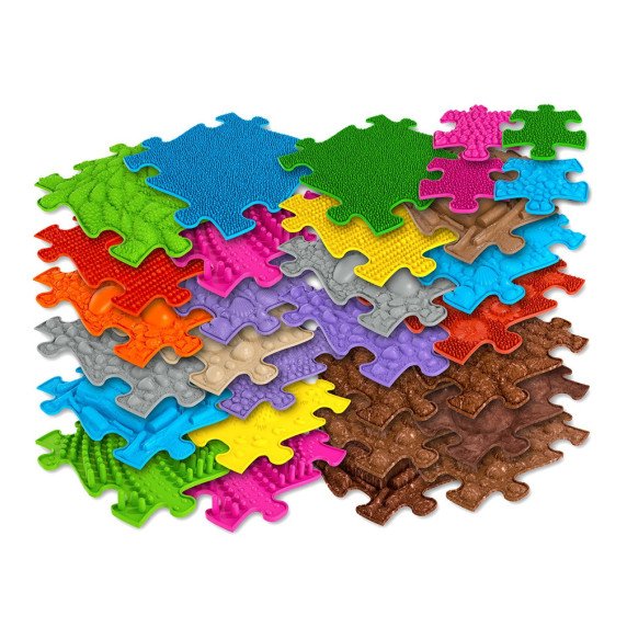 WOOPIE ortopedinis pojūčių kilimėlis „Royal Puzzle“ su 26 dėlionėmis + 4 mažomis.