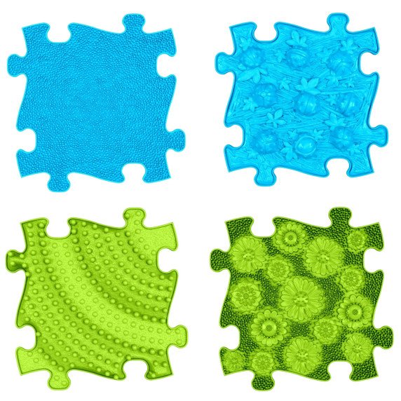 WOOPIE Jutiklinis Kilimėlis Ortopedinis Puzzle 11 Dalys - Mėlyna/Žalia