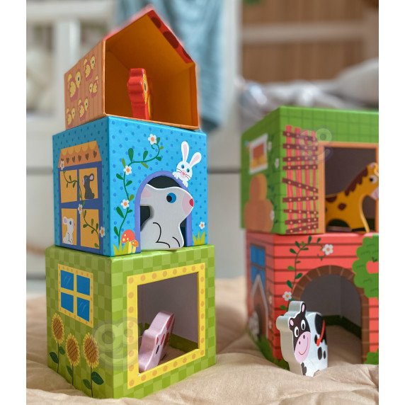 WOOPIE GREEN Ūkininkavimo dėžės kubas puzzle + figūrėlės 10 vnt.
