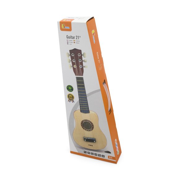 Viga medinis gitara vaikams, natūrali, 21 colių, 6 stygos