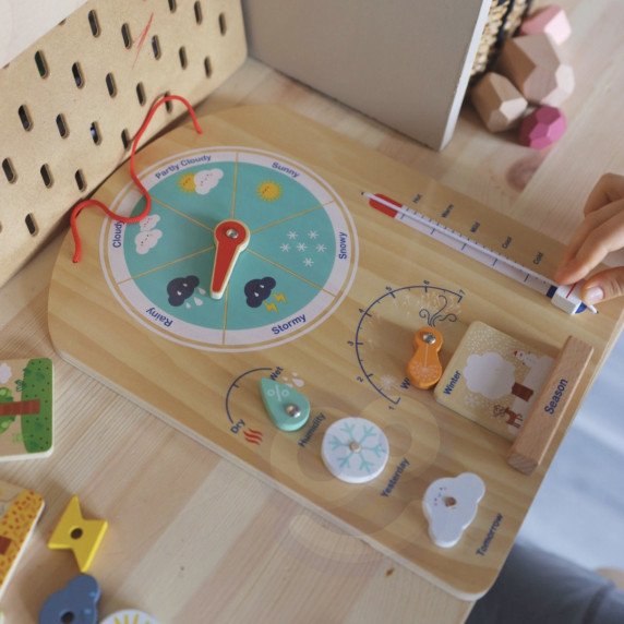 Tooky Toy Edukacinė Montesori dėžutė-žaidimas Rebusas Oro lentelė su abaku 6 viename nuo 3 metų