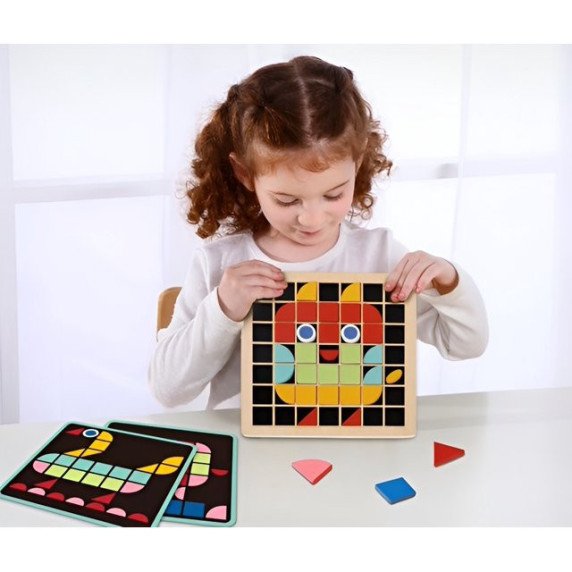 TOOKY TOY Medinis mozaikinis Montessori galvosūkis