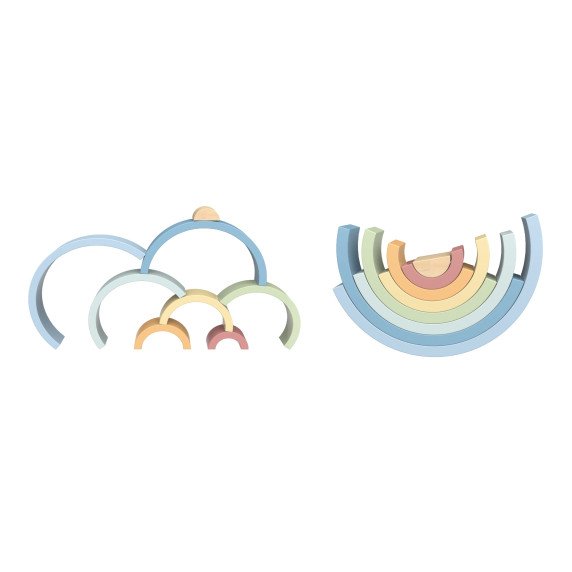 TOOKY TOY Pastel Puzzle mediniai Montessori vaivorykštės blokai