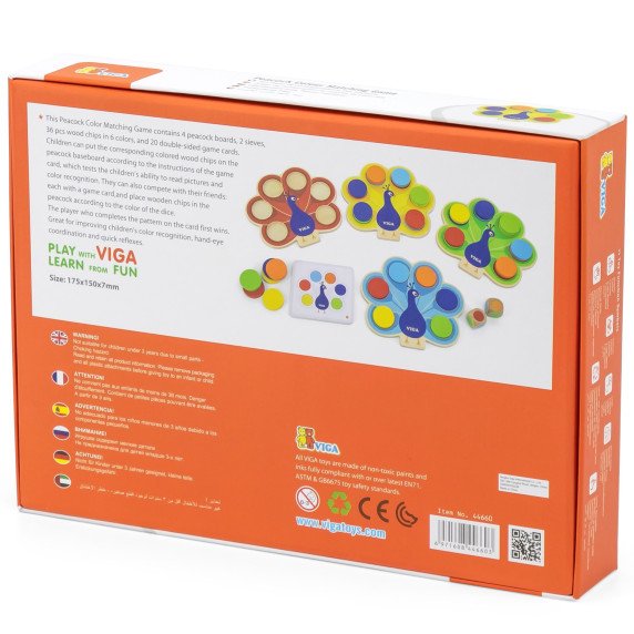 VIGA medinis matematikos spalvų žaidimas Paukščio uodega Montessori + kortelės