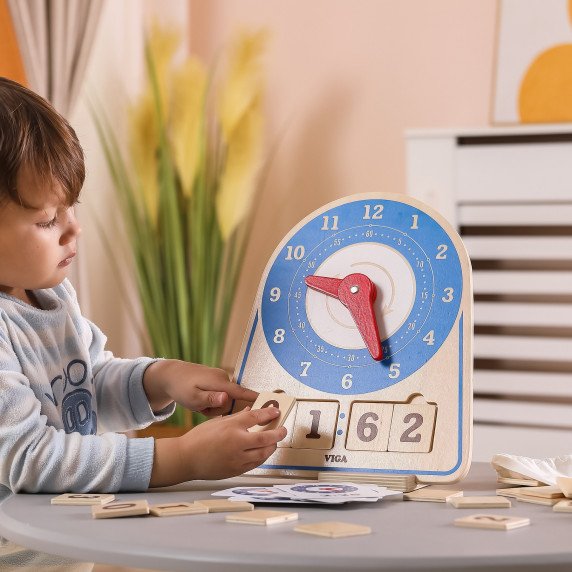 VIGA Medinis laikrodis Laiko mokymo laikrodis Montessori