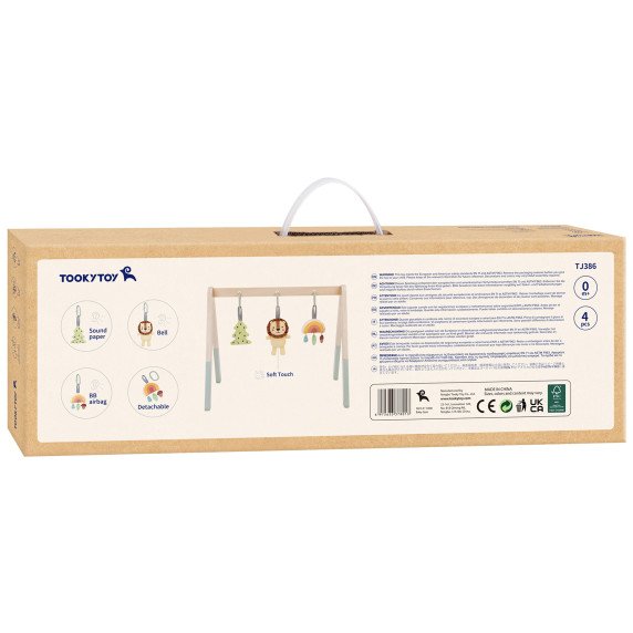 TOOKY TOY Kūdikio gimnastikos stovas su 3 minkštutėmis pakabučių